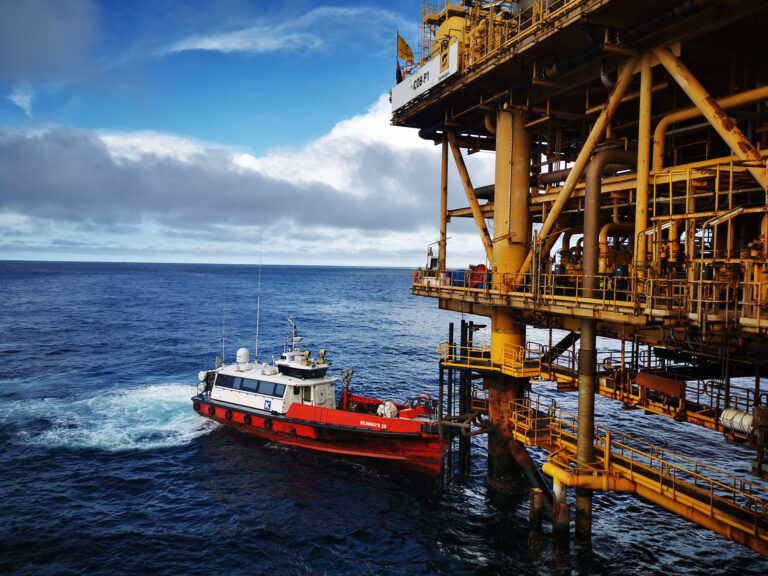 Crew Transfer Vessel Alongside Platform